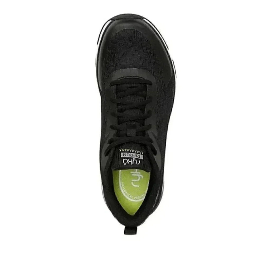 Ryka Re-Run Womens 7 WIDE 37 Walking Sneakers Shoes Mesh Lace Up Black